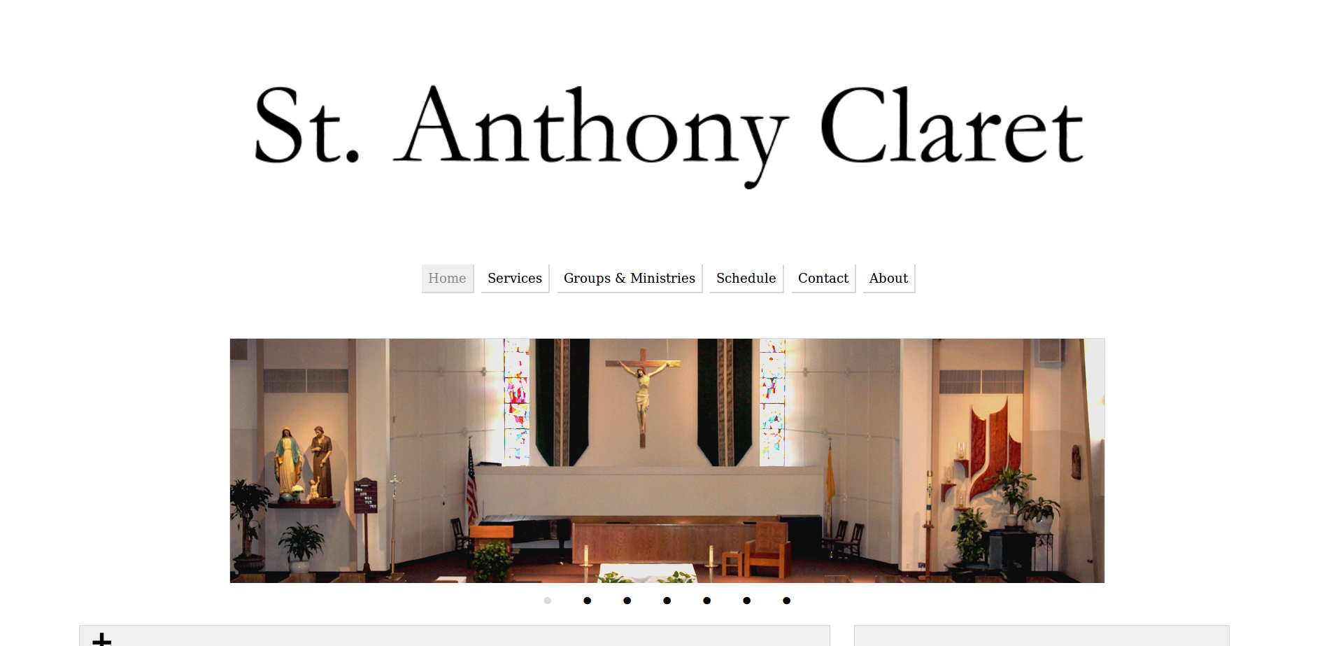 Screenshot of Saint Anthony Catholic Church website I made